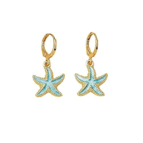 Boho Starfish Sea Star Shell Earrings - Image 1