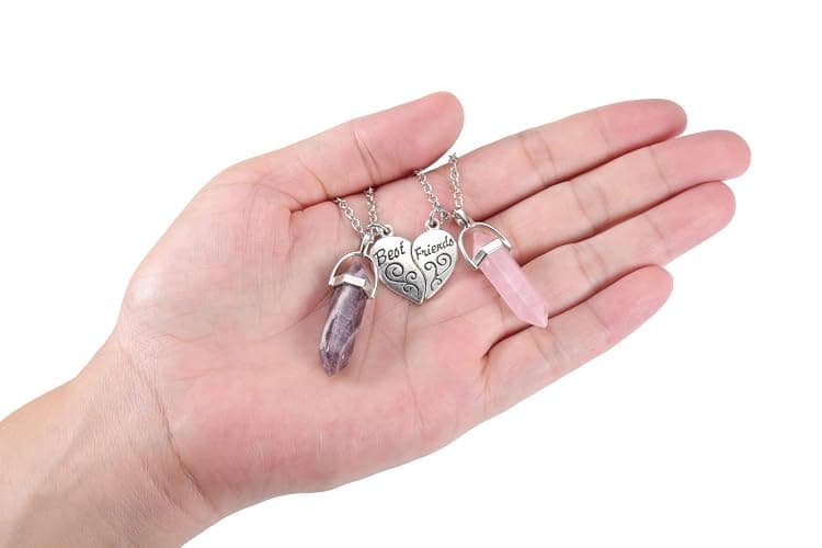 PESOENTH BFF Necklace for 2 - Matching Heart Best Friends Crystal Pendant Necklaces Friendship Jewelry Set For Women thumbnail 6