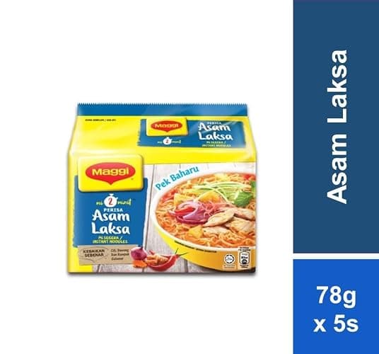 Meggi Asam Laksa Instant Noodles - Authentic Malaysian Flavor, Top Instant Noodle Choice (5 Packs x 78g) thumbnail 4
