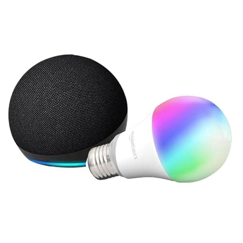 Echo Dot (5th Gen) with Amazon Basics Smart Color Bulb
