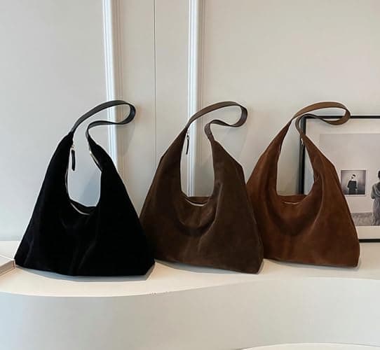 Trendy Suede Crescent Shoulder Bag Women Tote Bag Satchels Crossbody Purse Top-handle Travel College Work Tote Handbag thumbnail 7
