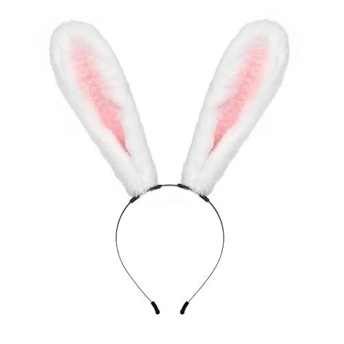 JUNBOON Plush Furry Bunny Headwear Faux Fur Rabbit Ear Headband Cosplay Costume Hair Accessories thumbnail 3
