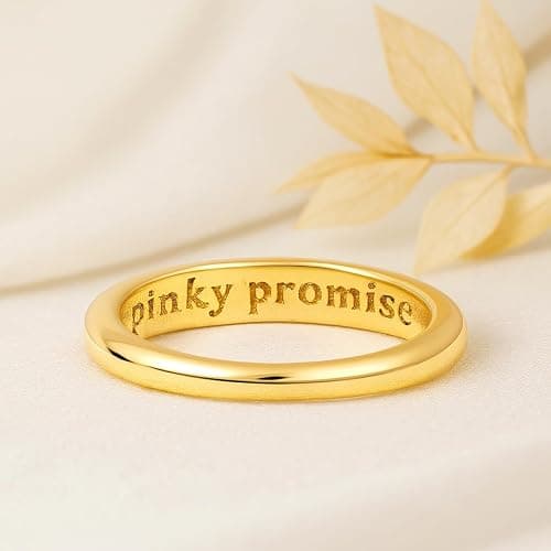 18K Solid Yellow Gold Pinky Promise Ring for Best Friends Unique Stacking Charming Ring Elegant Design Anniversary Promise Jewelry Birthday Gift For Couple thumbnail 3