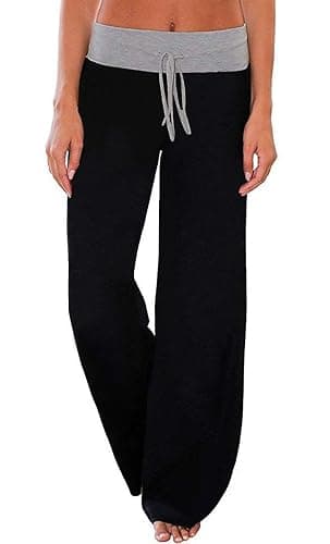 AMiERY Women's Comfy Casual Pajama Pants Floral Print Drawstring Palazzo Lounge Pants Wide Leg - Image 1