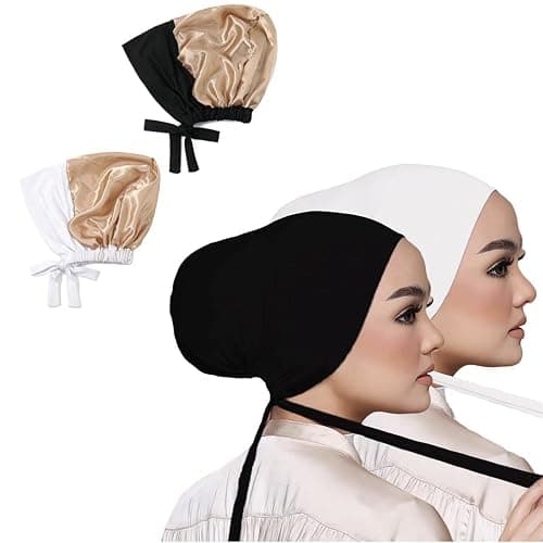 Hophor Women Under Scarf Hat Hijab Undercap Islamic Muslim Under Scarf Hijab Cap with Tie-Back Closure - Image 1