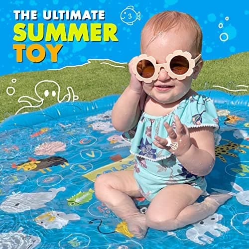 SplashEZ 3-in-1 Splash Pad, Sprinkler for Kids & Baby Pool for Learning – Toddler Sprinkler Pool, 60’’ Outside Water Toys – “from A to Z” Outdoor Play Mat for Babies & Toddlers thumbnail 6