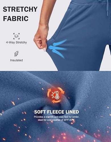 G Gradual Women's Fleece Lined Joggers High Waisted Water Resistant Thermal Winter Sweatpants Running Hiking Pockets thumbnail 6
