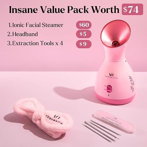 Facial Steamer Spa Kit with Complimentary 6 Skin Care Tools | Face Steamer for Facial Deep Cleaning with Towel Warmer & Humidifier Mode| Self Care Gifts for Women, Spa Gifts, Birthday Gifts for Women thumbnail 3