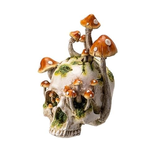 Pacific Giftware Large Skull with Mushrooms, Fungi Skull, Mushrooms Skull Head thumbnail 5