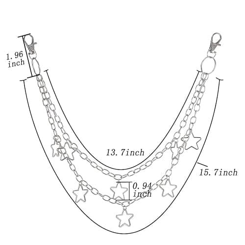 Tgirls Hip Hop Pants Chain - Goth Jean Star Punk Pocket Accessory for Women - Layered Acrylic Keychains Cute Trouser Rock Wallet for Men - Waist Body Accessories for Girls (2 Stat-1) thumbnail 2