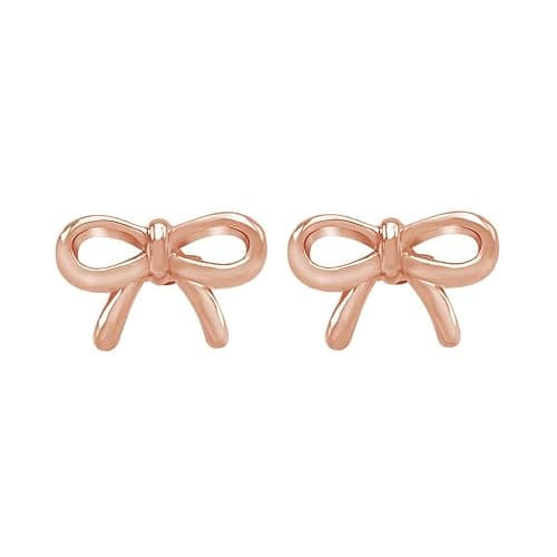 Bow Stud Earrings for Women Dainty Minimalist Knot Design Push Back Studs | 14K Gold Over Sterling Silver Plain Jewelry Jewelry for Her - Image 1