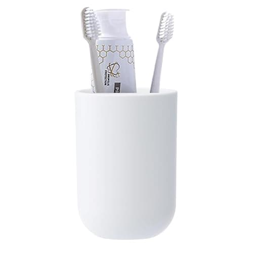 UVIVIU Toothbrush Cup, Bathroom Cup, Toothbrush Holder, Bathroom Tumbler, Plastic, 350ml (White) - Image 1