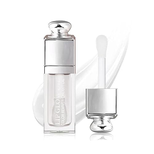 Hydrating Lip Glow Oil, Lip Oil Gloss Transparent Toot Tinted Nourishing Long Lasting Repairing Lightening Lip Lines (CLEAR) 0.2 OZ - Image 1