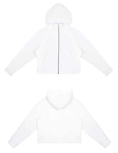 THE GYM PEOPLE Women's Full-Zip Up Hoodies Jacket Fleece Workout Crop Tops Sweatshirts with Pockets Thumb Hole thumbnail 4