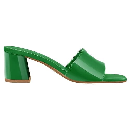 PIZZ ANNU Women's Square Open Toe Heels Sandals Low Block Chunky Heeled Sandal Slip on Mules Comfortable Casual Dress Pumps Shoes thumbnail 8