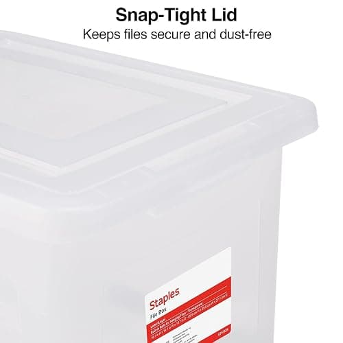 STAPLES Hanging File Folder Box, Storage Bin Organizer, Snap Lid, Letter & Legal Size Documents, Clear thumbnail 6