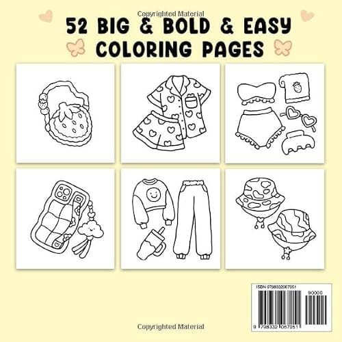 Fashion Vibes: Coloring Book for Adults and Teens, Bold and Easy Designs for Relaxation Featuring Cute Clothing (Bold & Easy Coloring) thumbnail 2