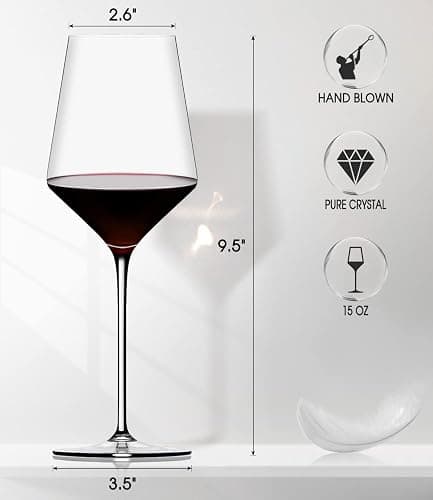 Red Wine Glasses Set of 4, Premium Crystal Wine Glasses Hand Blown,15 oz,Thin Rim,Long Stem,Perfect for Red or White,Daily Use,Unique Wedding Anniversary or Birthday Gift thumbnail 3
