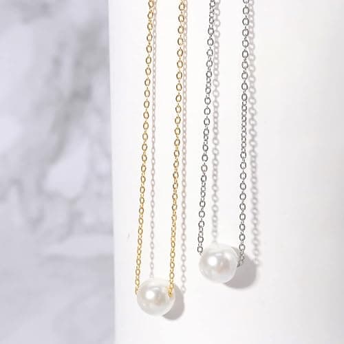 Pearl Necklaces for Women,14K Real Gold Plated Dainty Cute Pearl Necklace for Women Handmade Pearl Chain Necklace Everyday Jewelry Gift thumbnail 9
