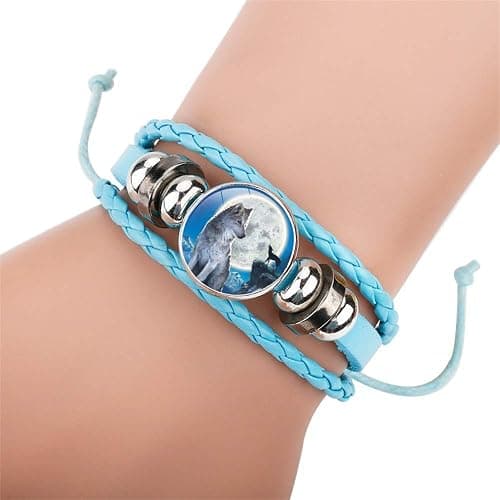 Gooey Adjustable Wolf Braided Leather Bracelet - Cute Bangle Bracelets for Women, The Pretty Gifts for Women thumbnail 2