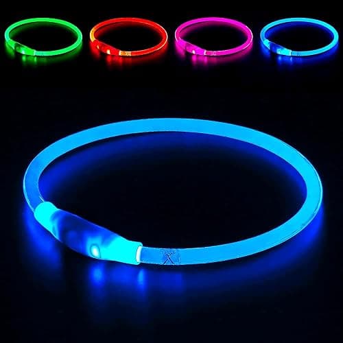 Light up Dog Collar, BSEEN USB Rechargeable Flash Dog Necklace Light, Pet Safety Collar Makes Your Beloved Dogs Be Seen at Night for Small Medium Large Dogs(Blue) - Image 1