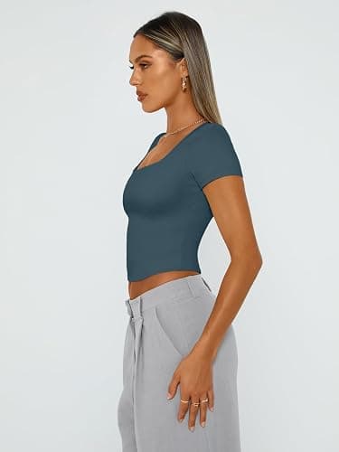 Trendy Queen Tshirts Shirts for Women Double Lined Going Out Crop Tops 2025 Spring Summer Workout Y2k Clothes Beach Fashion thumbnail 3