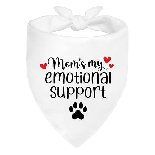 ZBBFSCSB Mom’s My Emotional Support White Dog Bandana, Decor Accessories for Pet Birthday Gifts, Funny Printed Dog Bandanas, Thanksgiving for Women Mom Puppy Owner Pet Lover - Image 1