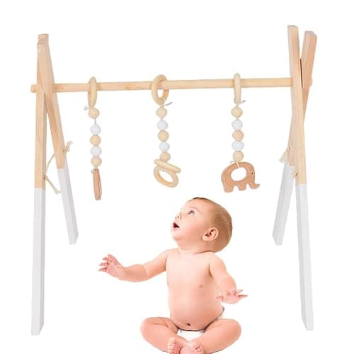 Portique D'éveil Bébé Bois, Arche Eveil Bebe Bois Naturel, De Développement Précoce Pour Chambre De Nouveau-né, Salon, Centre thumbnail 9