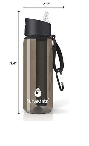 Survimate 5-Stage 0.01μm Ultra-Filtration Filtered Water Bottle, BPA-Free Material, NSF/ANSI 42&372 Certified, Portable Water Filter Bottle for Survival, Camping, Hiking, and Emergency Use thumbnail 2