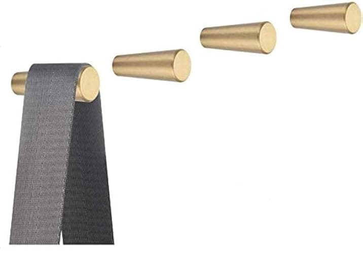 YANGQIHOME Pack of 4, Gold Brass Decorative Wall Hooks Towel Hook, Coat Hook Hangers Wall Mounted (Conical) - Image 1