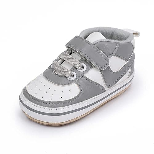 Clowora Unsex Baby Shoes Boys Girls Infant Sneakers Non-Slip Soft Rubber Sole Toddler Crib First Walker Lightweight Shoes - 6-12 Months Infant - A03/Grey thumbnail 6