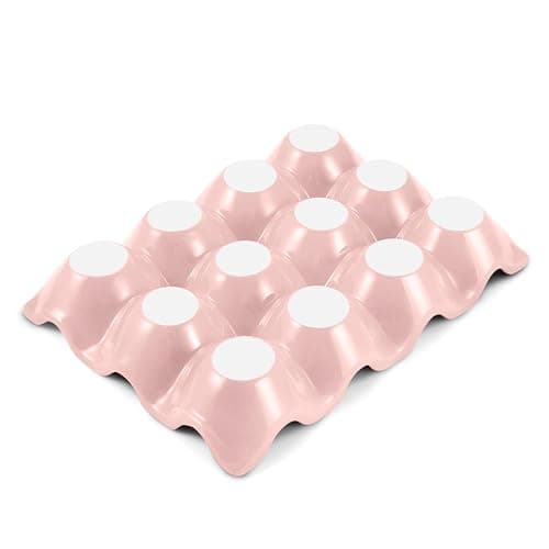 Flexzion Ceramic 12 Cups Egg Tray - Whole Dozen Porcelain Egg Holder Container Keeper Storage Organizer Decorative Serving Stand Serveware for Refrigerator Fridge Countertop Display Kitchen (Pink) thumbnail 8