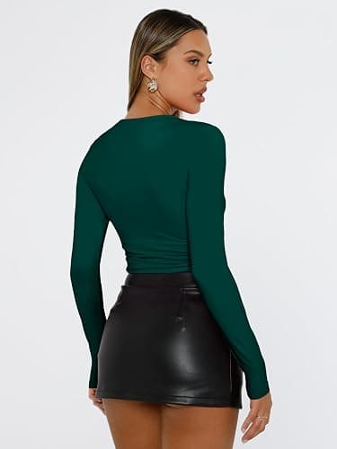 Trendy Queen Womens Long Sleeve T Shirts Fall Fashion 2025 Basic Crop Tops Going Out Outfits Y2k Clothes thumbnail 4