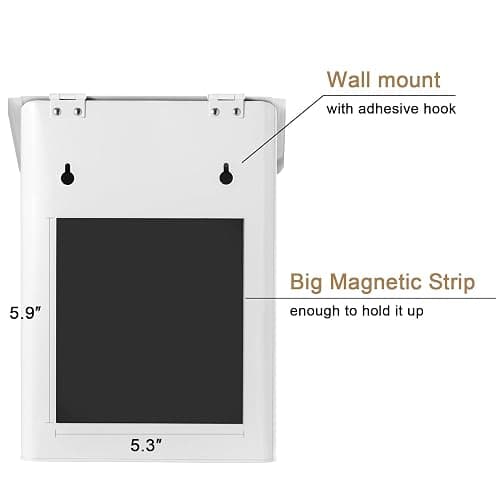 SUBEKYU Magnetic Lint Bin for Laundry Room, Wall Mounted Metal Lint Box Holder Trash Can with Lid for Dryer,Lint Basket for Laundry Room Organization,White thumbnail 3