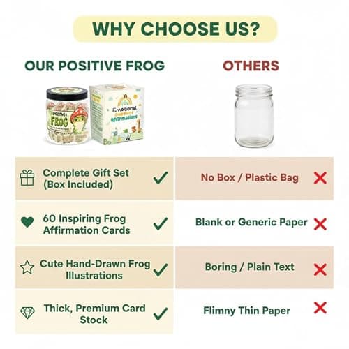 DEARMINE Positive Frog Jar with 60 Affirmation Cards, Emotional Support Gift, Christmas Home Office Decoration, Frog Gifts for Women, Teens, Teachers, Coworkers, Friends, Men thumbnail 7
