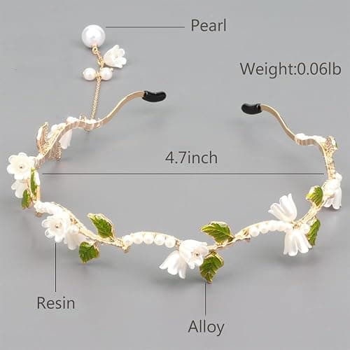 AHONEY Flower Headband for Women Girls Hair Vine Gold Leaf Boho Headband Wedding Fairy Accessories Headpiece Bridal Crown (Floral) thumbnail 2