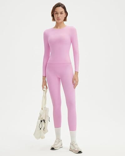 SUUKSESS Women 2 Piece Workout Set Tummy Control Legging Long Sleeve Workout Top thumbnail 4