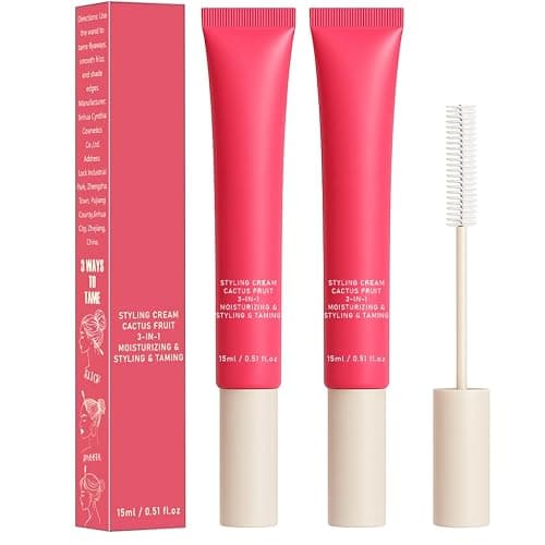 2 Pack Hair Cactus Fruit 3-in-1 Hair Styling Cream & Flyaway Taming Wand – Sleek Finish, Frizz Control, Edge Smoothing & Hair Shine | Natural Oils Formula | Lightweight, Non-Greasy - Image 1