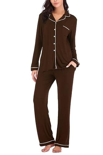 Aamikast Women's Pajama Sets Long Sleeve Button Down Sleepwear Nightwear Soft Pjs Lounge Sets thumbnail 2