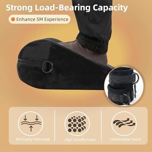 Sex Pillow Foam Sex Furniture Position Pillows with Restraints Handcuffs Set BDSM Bondage Foam Cushion with Wrist Cuffs Multifunctional Sex Toys Pillows for Couples (Black) thumbnail 8