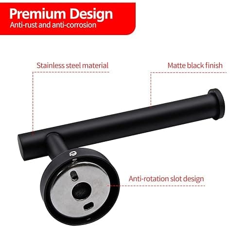 4pcs Matte Black Toilet Paper Holder and Towel Ring Set, Stainless Steel Hand Towel Holder and Towel Hanger with Hardware Pack thumbnail 6