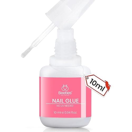 Beetles Press On Nail Glue Quick-Drying 10ml Super Strong Nail Glue, Brush on Glue for Acrylic & Fake Nails, No Uv Light Needed, Long Lasting Summer Nails, DIY Home Manicure - Image 1