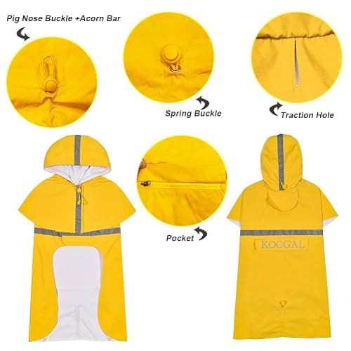KOOGAL Pet Large Dog Raincoat Apparel Poncho Waterproof for Medium Large Sized for Dog Raincoat Clothes (Yellow, 6XL) thumbnail 5
