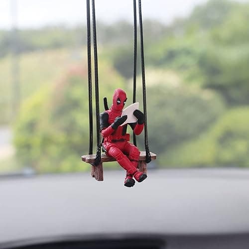Funny Anime Car Mirror Hanging Accessories Car Pendant Reading Deadpol Ornaments Auto Rearview Mirror Decoration Car Accessories Car Interior Decor thumbnail 2