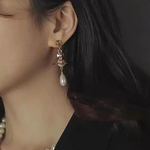ZHOUMEIWENSP Silver Saturn NANA Earrings Planet Dangle Earrings Space Hypoallergenic Punk Earrings for Women thumbnail 3