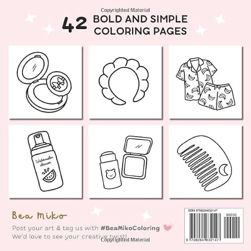 Self-Care Coloring Book: A Simple Coloring Therapy for Women, Girls, and Teens to Nurture Self-Love and Reduce Stress, Featuring Bold and Easy Designs of Cosmetics Items, Makeup, and Skincare Products thumbnail 2