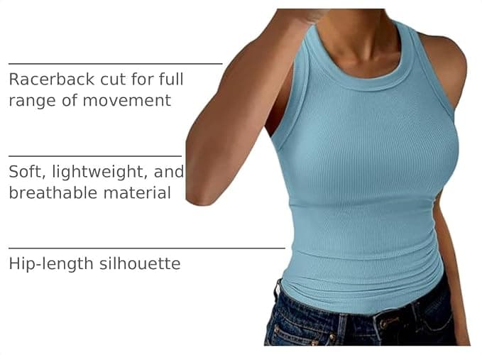 GKBK Womens Tank Tops High Neck Sleeveless Ribbed Tank Casual Basic Thick Strap Slim Fitted Racerback Shirts thumbnail 4