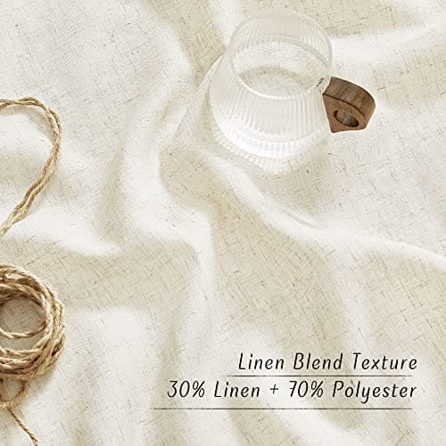 NICETOWN Natural Linen Curtains 84 inch Long 2 Panels Set, Grommet Top Thick Linen Burlap Semi Sheer Vertical Drapes Privacy Assured with Light Filtering for Bedroom/Living Room, W55 x L84 - Natural - W55 x L84 thumbnail 3