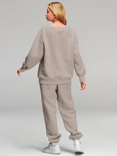 AUTOMET Womens 2 Piece Outfits Sweatsuit Lounge Sets Oversized Sweatshirt Baggy Sweatpants Fall Fashion with Pockets thumbnail 3