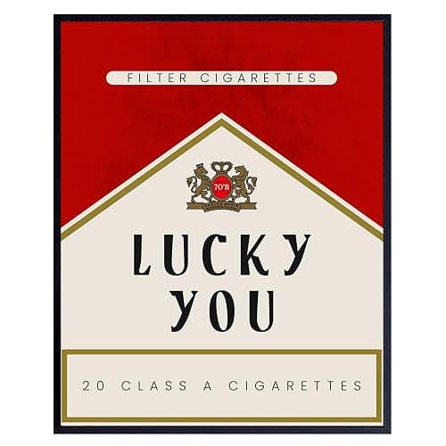 Cute Aesthetic Trendy wall decor - Lucky You Gallery Wall Art & Decor - 70s Retro Vintage Minimalist Modern art - Funky Decor - Maximalist Eclectic Home Decor - Preppy Positive Quotes Posters 8x10 - Image 1